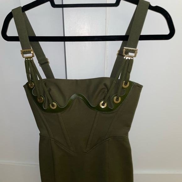 Dion Lee Fan Lace Zip Mini Dress, US Size 0 in Olive, New with Tags - Picture 6 of 7